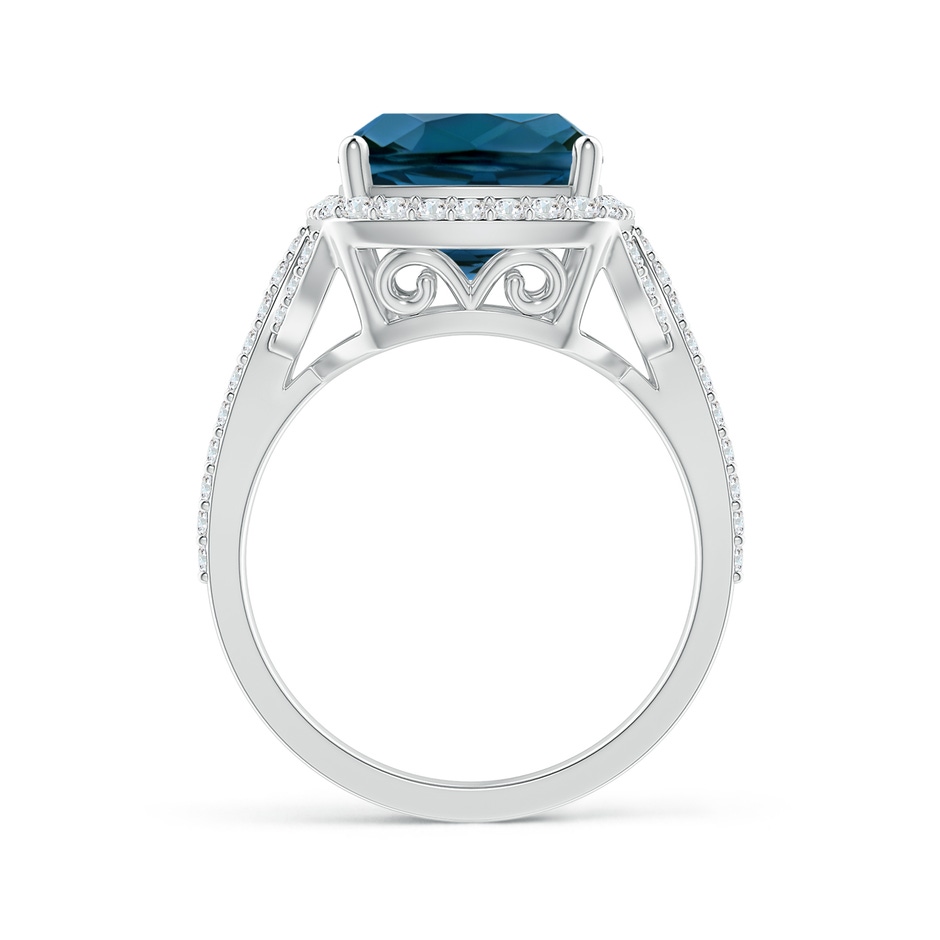 14x10mm AAAA Rectangular Cushion London Blue Topaz Twist Ring with Halo in White Gold product image