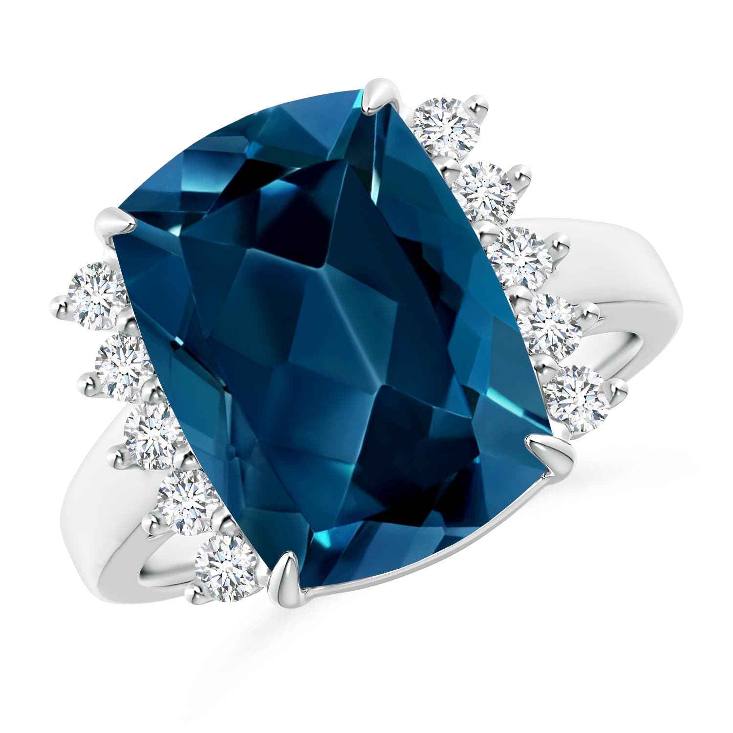 AAAA - London Blue Topaz / 7.35 CT / 14 KT White Gold