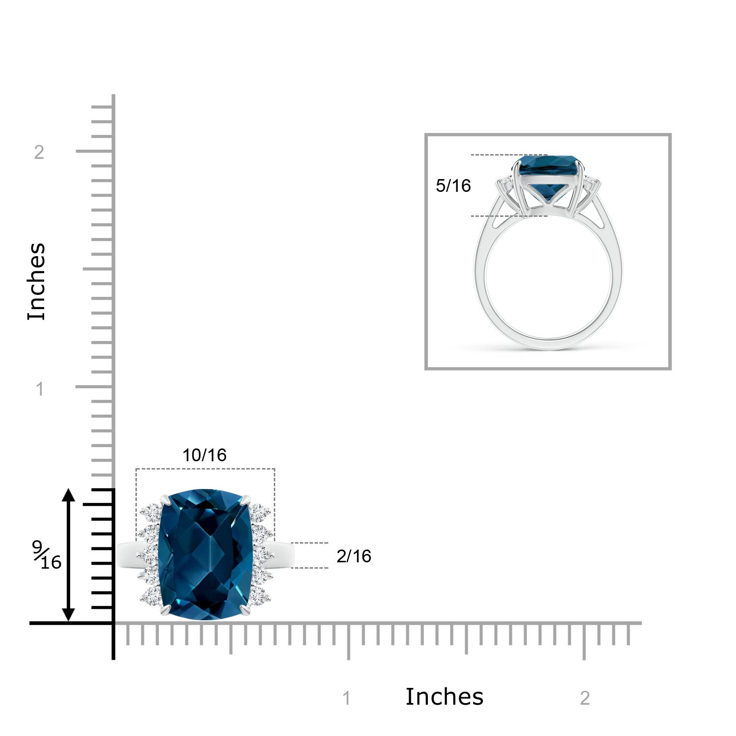 AAAA - London Blue Topaz / 7.35 CT / 14 KT White Gold