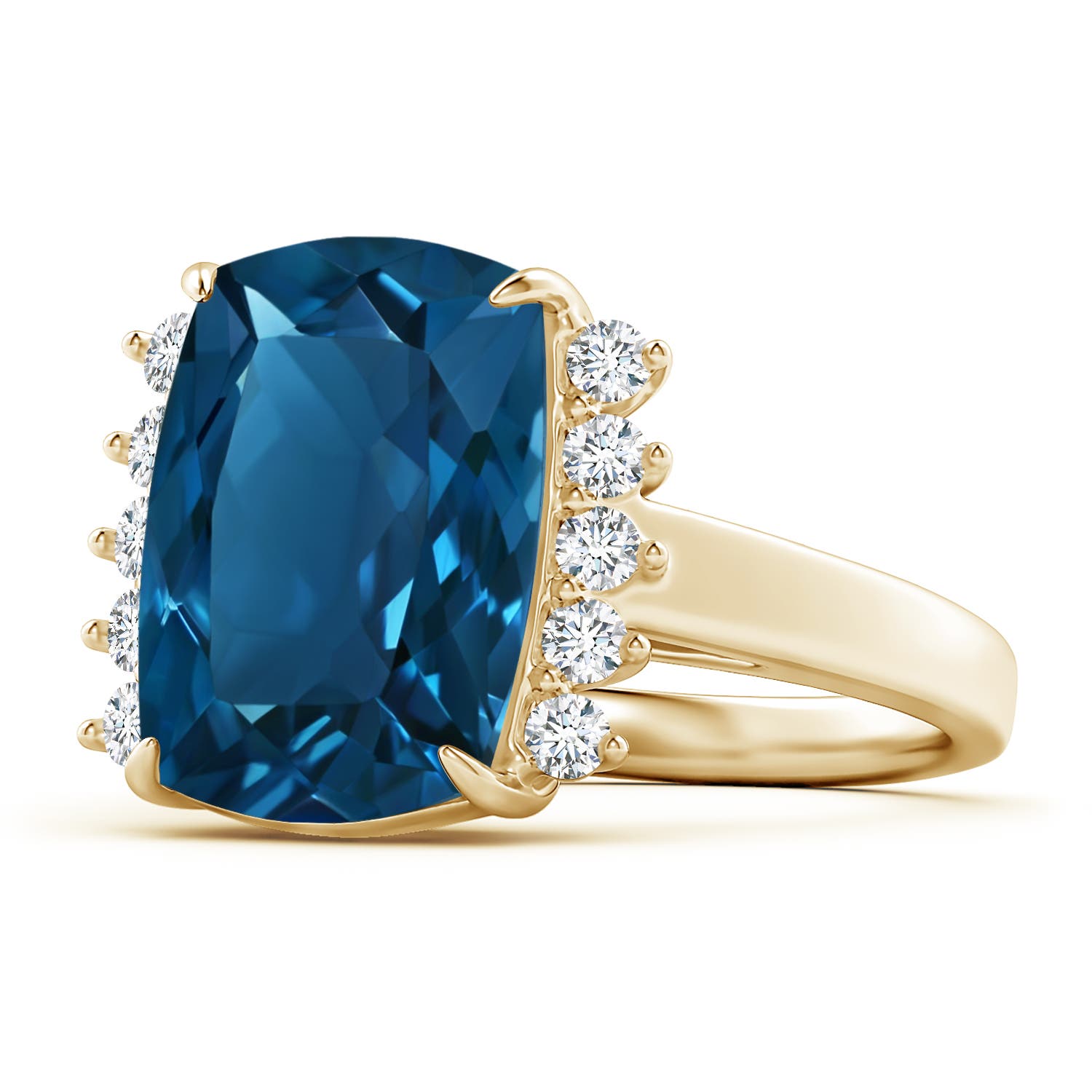 AAAA - London Blue Topaz / 7.35 CT / 14 KT Yellow Gold