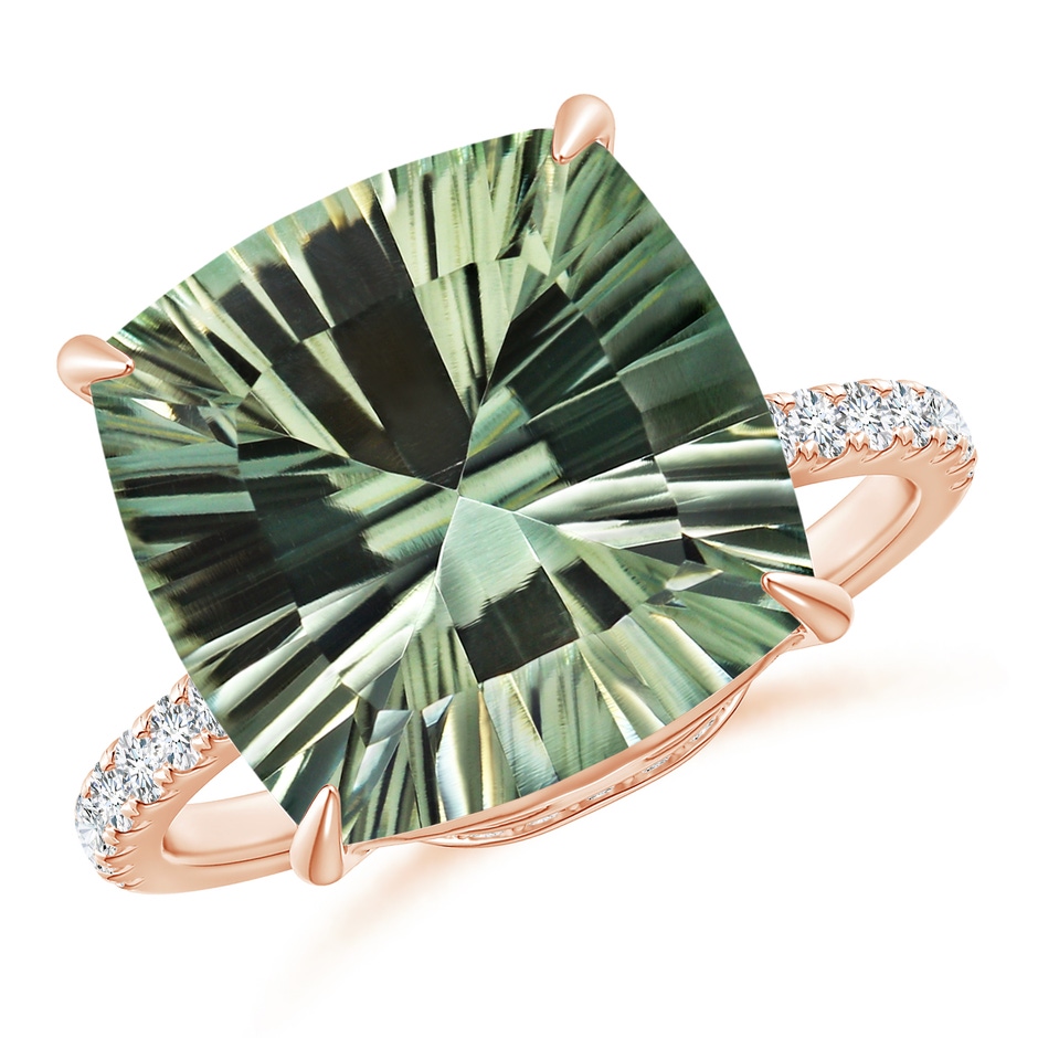12.14x12.13x7.95mm AAA GIA Certified Cushion Green Amethyst Ring with Diamonds in 18K Rose Gold side 199