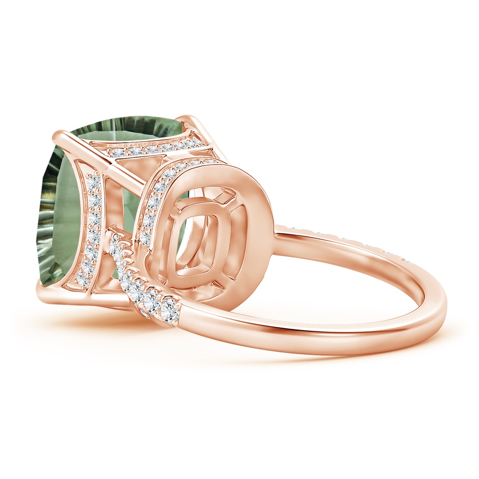12.14x12.13x7.95mm AAA GIA Certified Cushion Green Amethyst Ring with Diamonds in 18K Rose Gold side 499