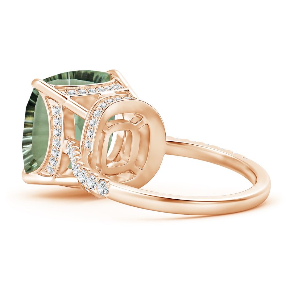 12.14x12.13x7.95mm AAA GIA Certified Cushion Green Amethyst Ring with Diamonds in Rose Gold Side 499