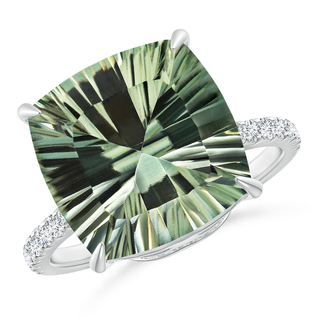 12.14x12.13x7.95mm AAA GIA Certified Cushion Green Amethyst Ring with Diamonds in White Gold Side 199