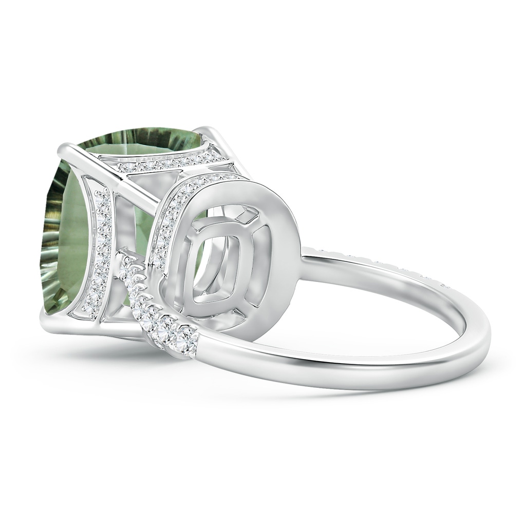 12.14x12.13x7.95mm AAA GIA Certified Cushion Green Amethyst Ring with Diamonds in White Gold Side 499