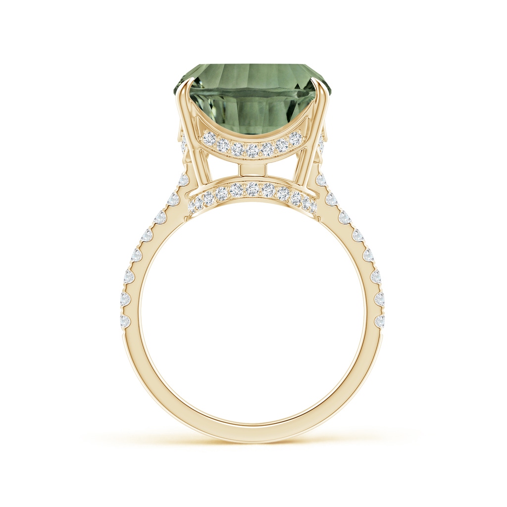 12.14x12.13x7.95mm AAA GIA Certified Cushion Green Amethyst Ring with Diamonds in Yellow Gold Side 399
