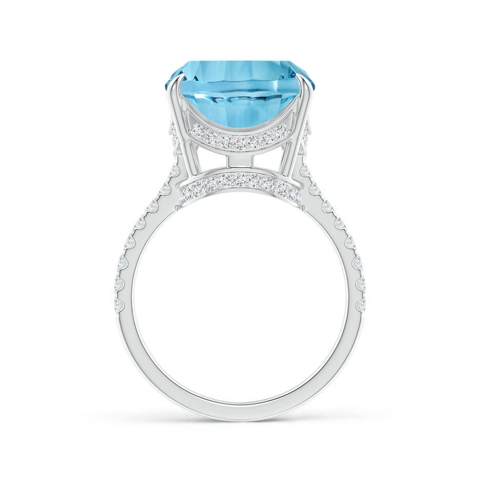 12.17x12.14x7.67mm AAAA GIA Certified Cushion Sky Blue Topaz Ring with Diamonds in 18K White Gold Side-2