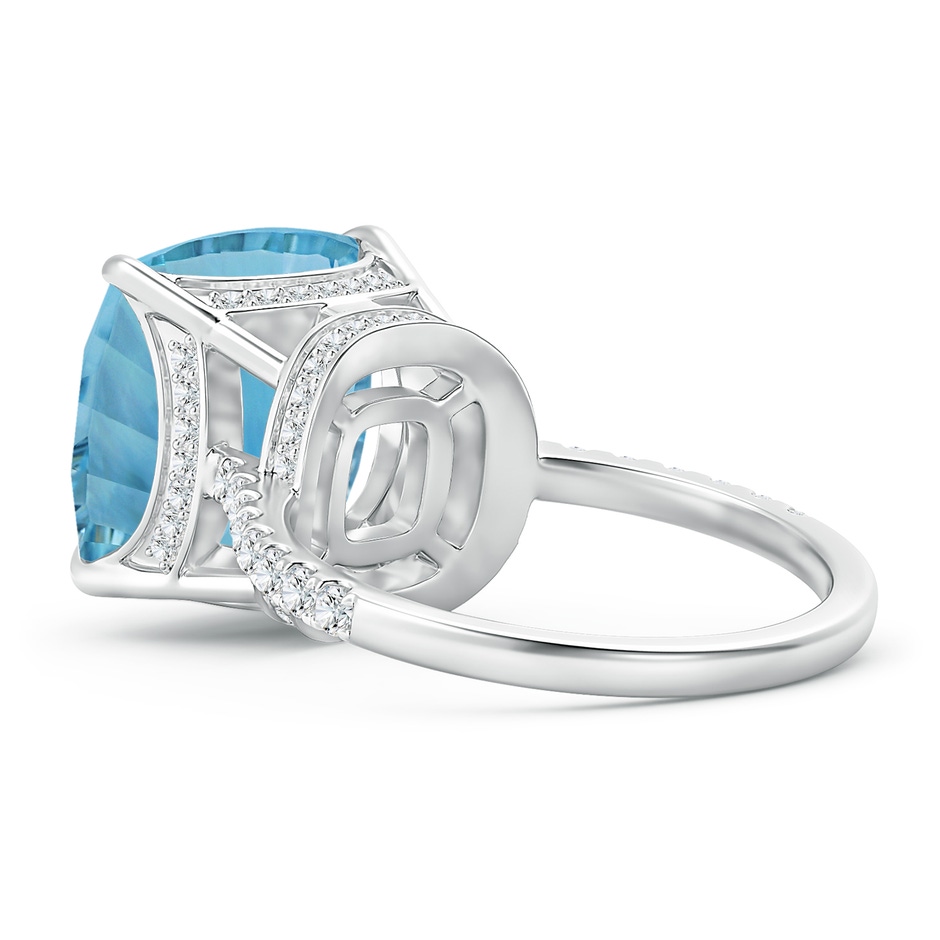 12.17x12.14x7.67mm AAAA GIA Certified Cushion Sky Blue Topaz Ring with Diamonds in 18K White Gold Side-3