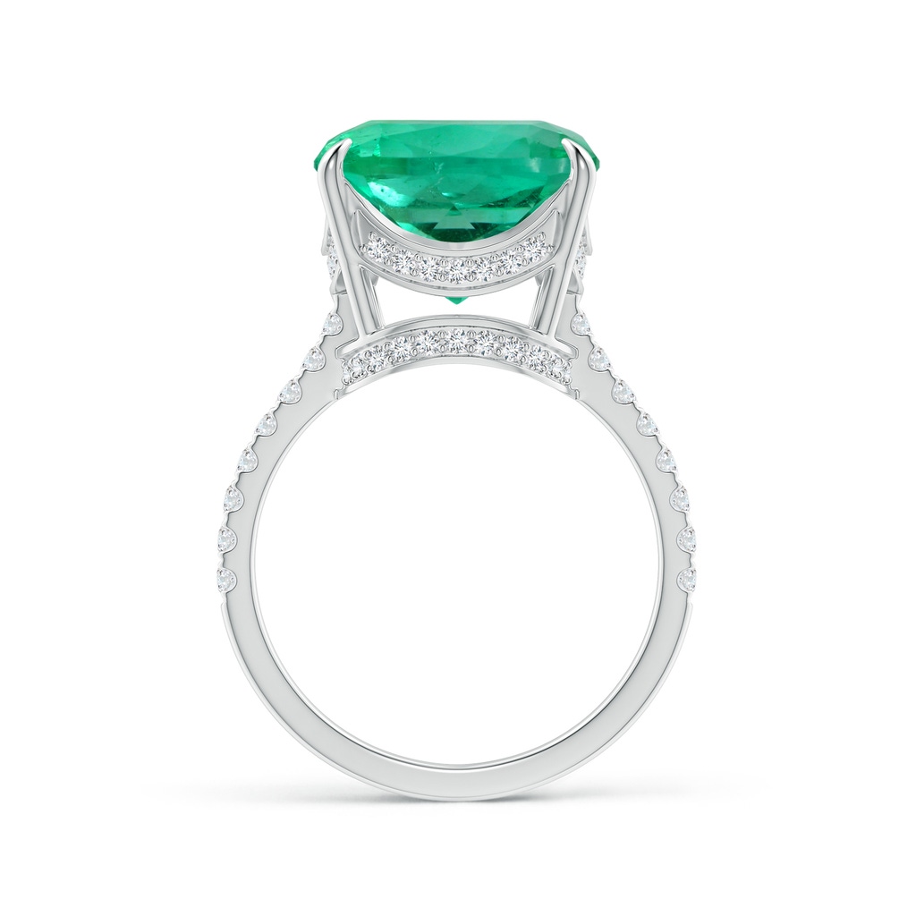 11.75x11.71x8.53mm AA GIA Certified Cushion Columbian Emerald Ring with Diamonds in 18K White Gold Side 199
