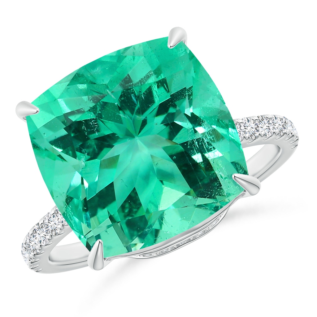 11.75x11.71x8.53mm AA GIA Certified Cushion Columbian Emerald Ring with Diamonds in P950 Platinum