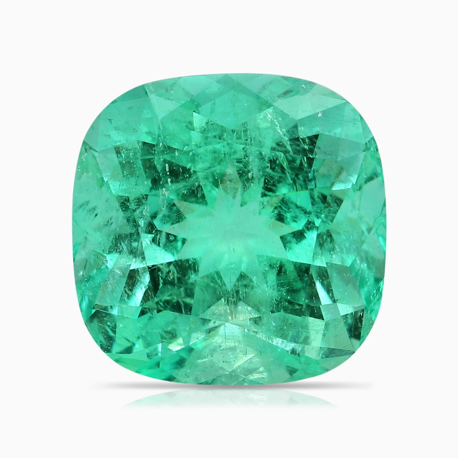 11.75x11.71x8.53mm AA GIA Certified Cushion Columbian Emerald Ring with Diamonds in P950 Platinum side 599