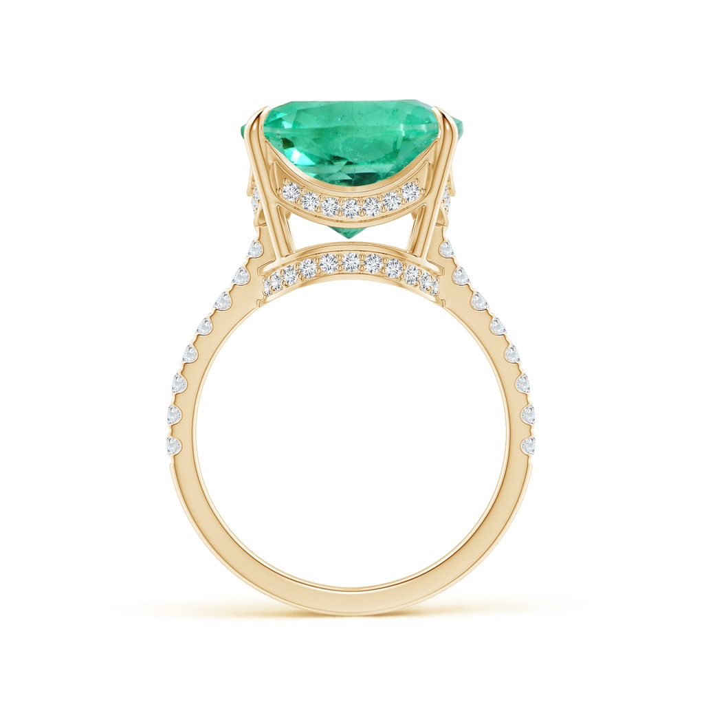 11.75x11.71x8.53mm AA GIA Certified Cushion Columbian Emerald Ring with Diamonds in Yellow Gold - side 199