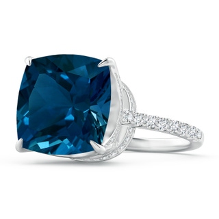 12.14x12.14x8.42mm AAA GIA Certified Cushion London Blue Topaz Ring with Diamonds in White Gold