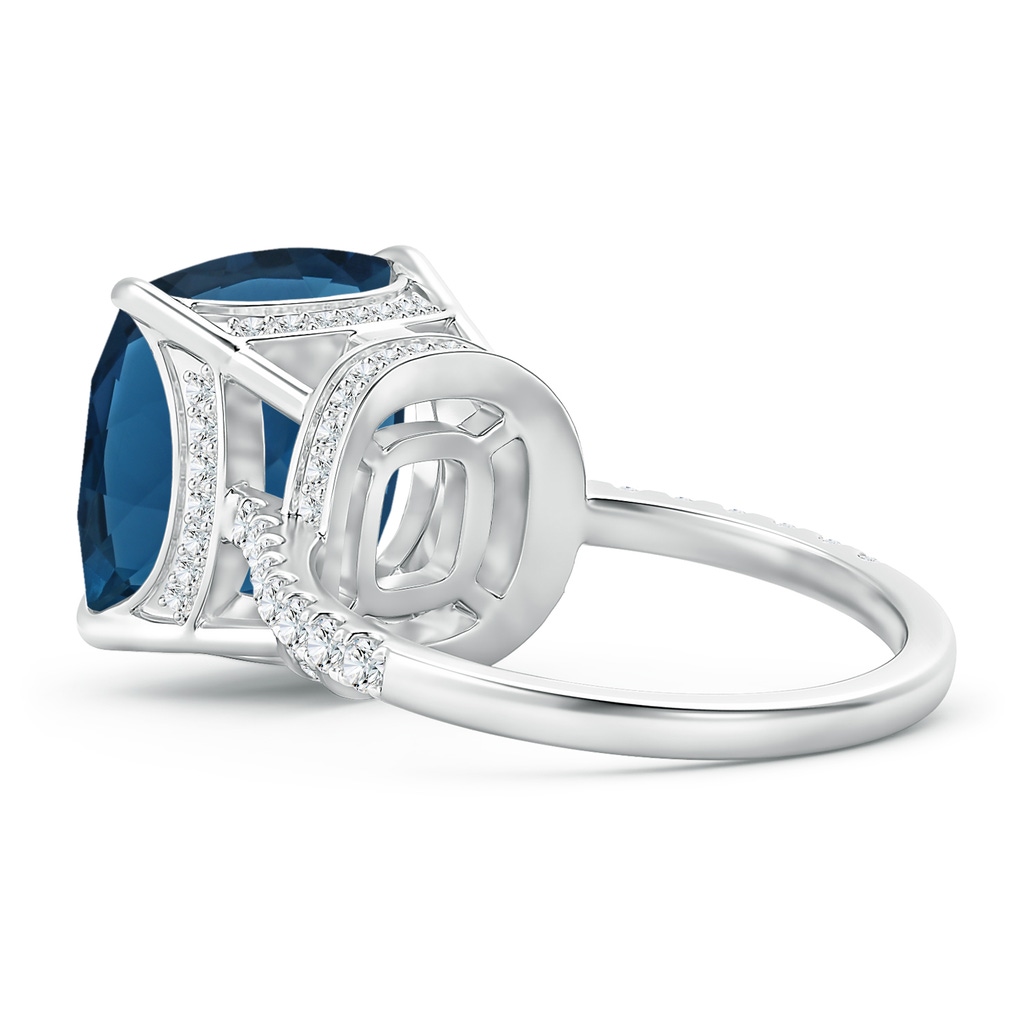 12.14x12.14x8.42mm AAA GIA Certified Cushion London Blue Topaz Ring with Diamonds in White Gold Side 499