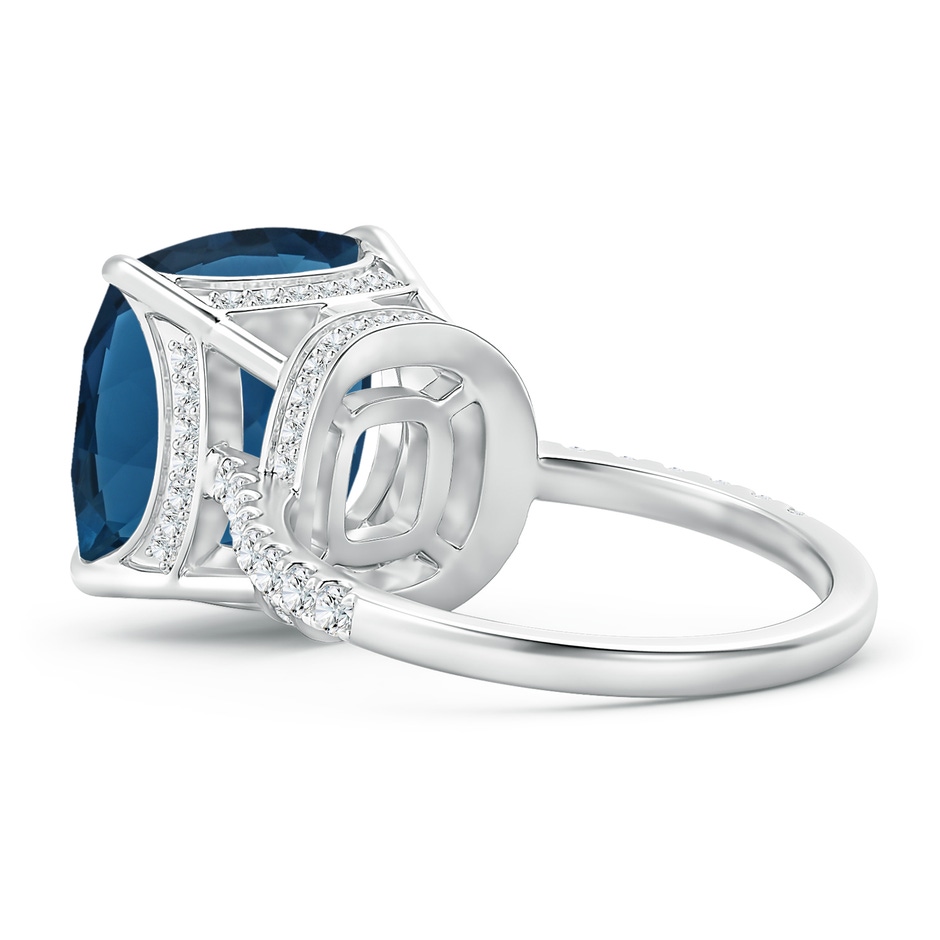 12.14x12.14x8.42mm AAA GIA Certified Cushion London Blue Topaz Ring with Diamonds in White Gold side 499