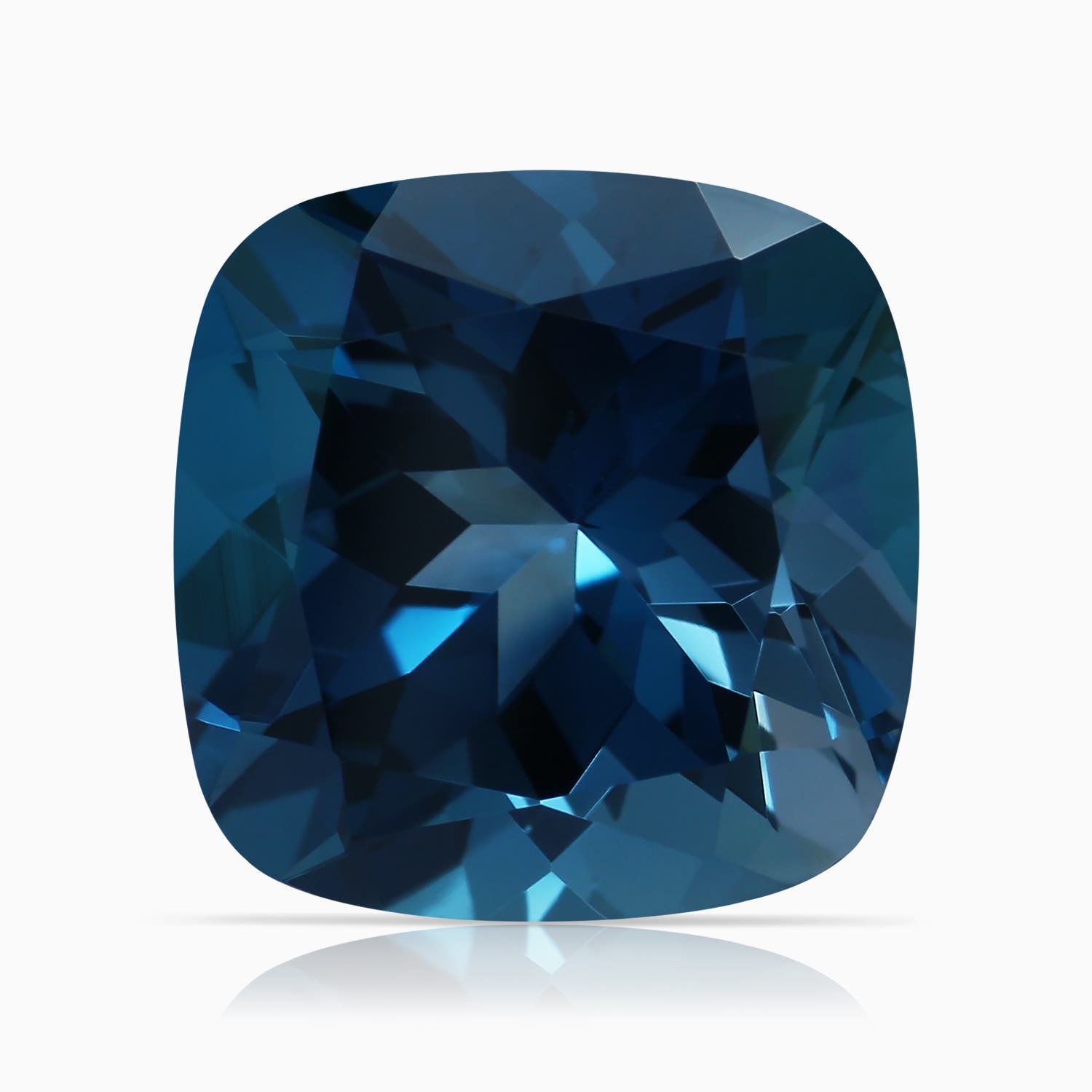 12.14x12.14x8.42mm AAA GIA Certified Cushion London Blue Topaz Ring with Diamonds in White Gold - stone
