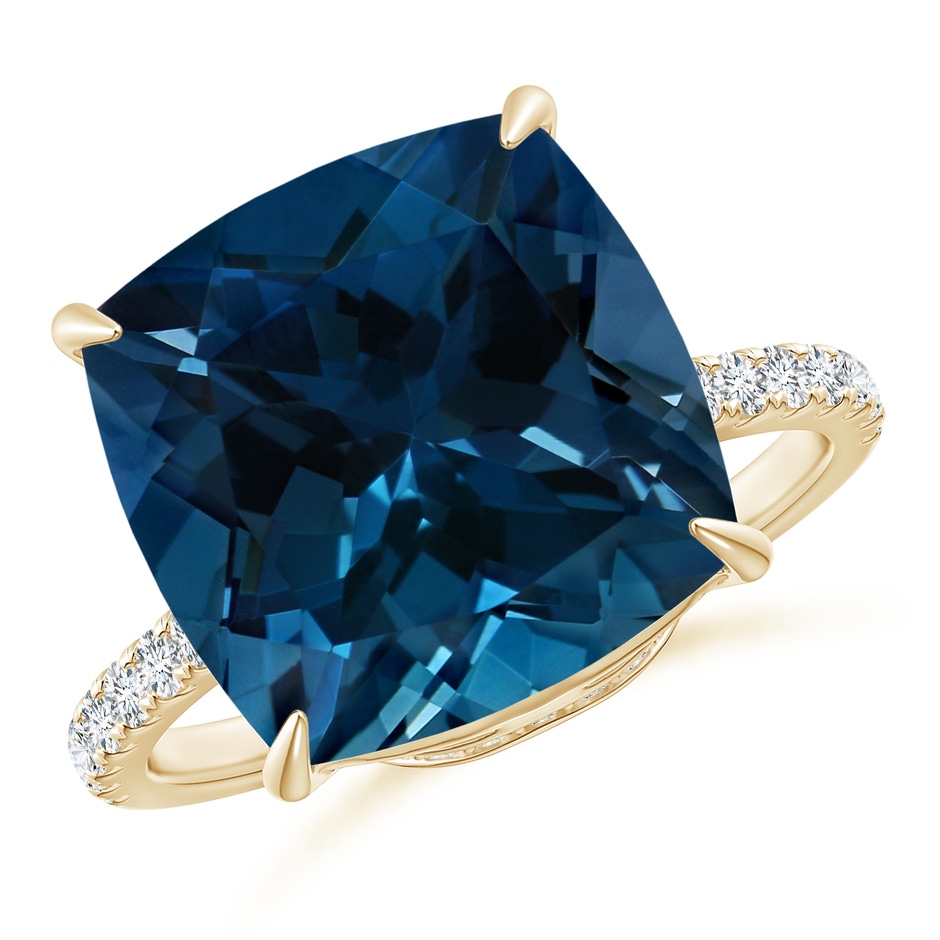 12.14x12.14x8.42mm AAA GIA Certified Cushion London Blue Topaz Ring with Diamonds in Yellow Gold side 199