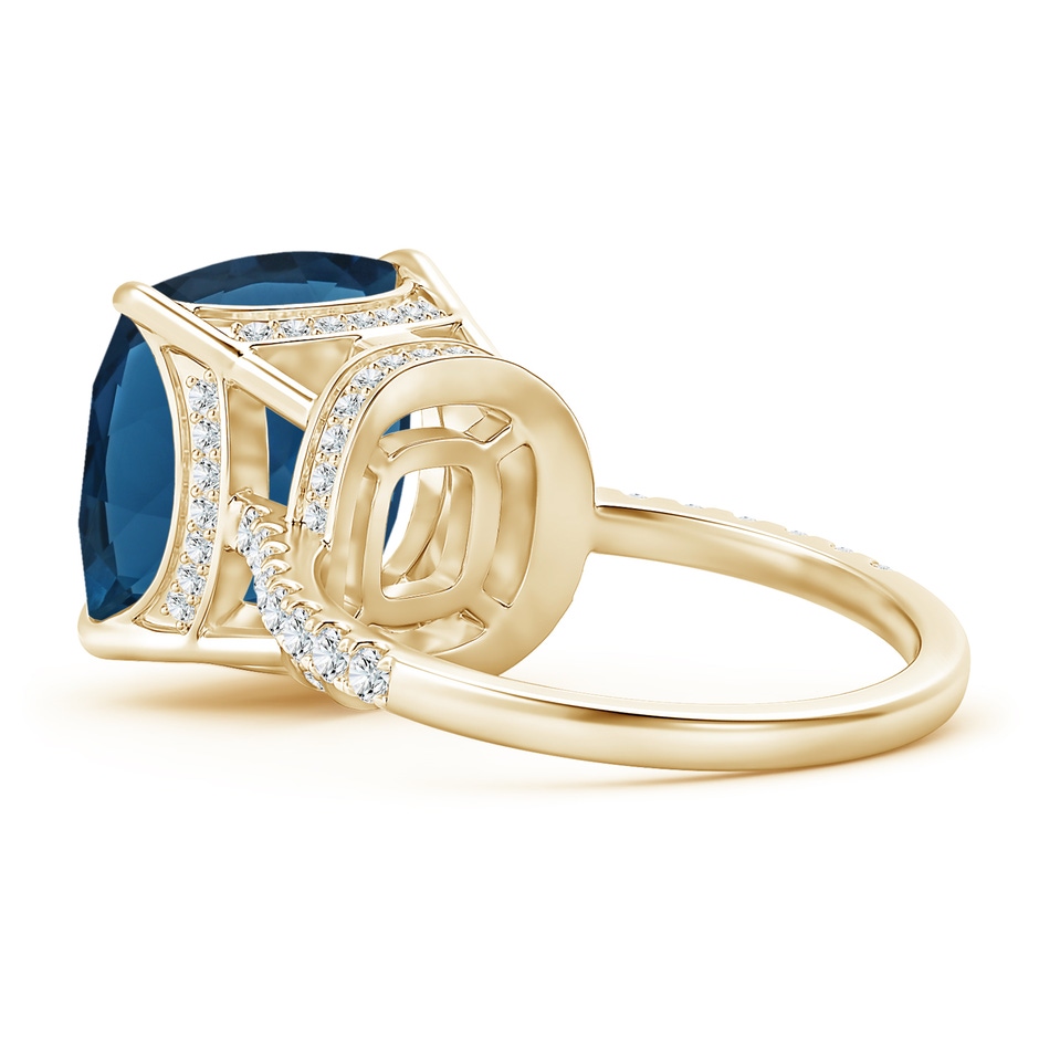 12.14x12.14x8.42mm AAA GIA Certified Cushion London Blue Topaz Ring with Diamonds in Yellow Gold side 499