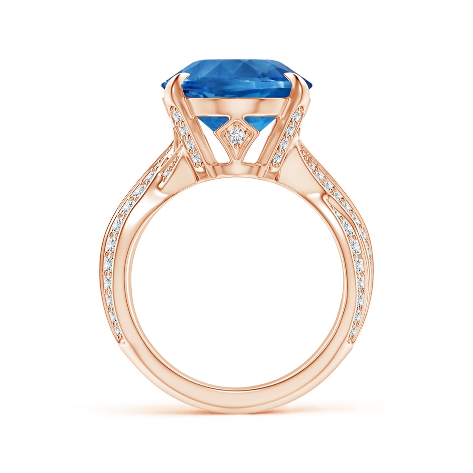14.99x11.10x7.23mm AAAA GIA Certified Oval Aquamarine Crossover Shank Ring in 18K Rose Gold side-1