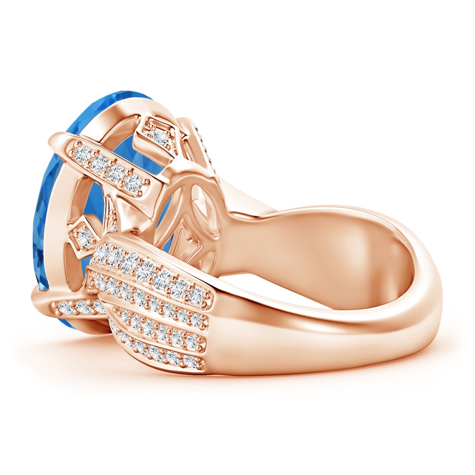 14.99x11.10x7.23mm AAAA GIA Certified Oval Aquamarine Crossover Shank Ring in 18K Rose Gold side-2