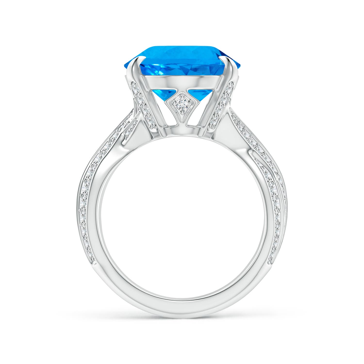 16.10x12.12x7.79mm AAAA Oval GIA Certified Sky Blue Topaz Crossover Shank Ring in White Gold - side 2