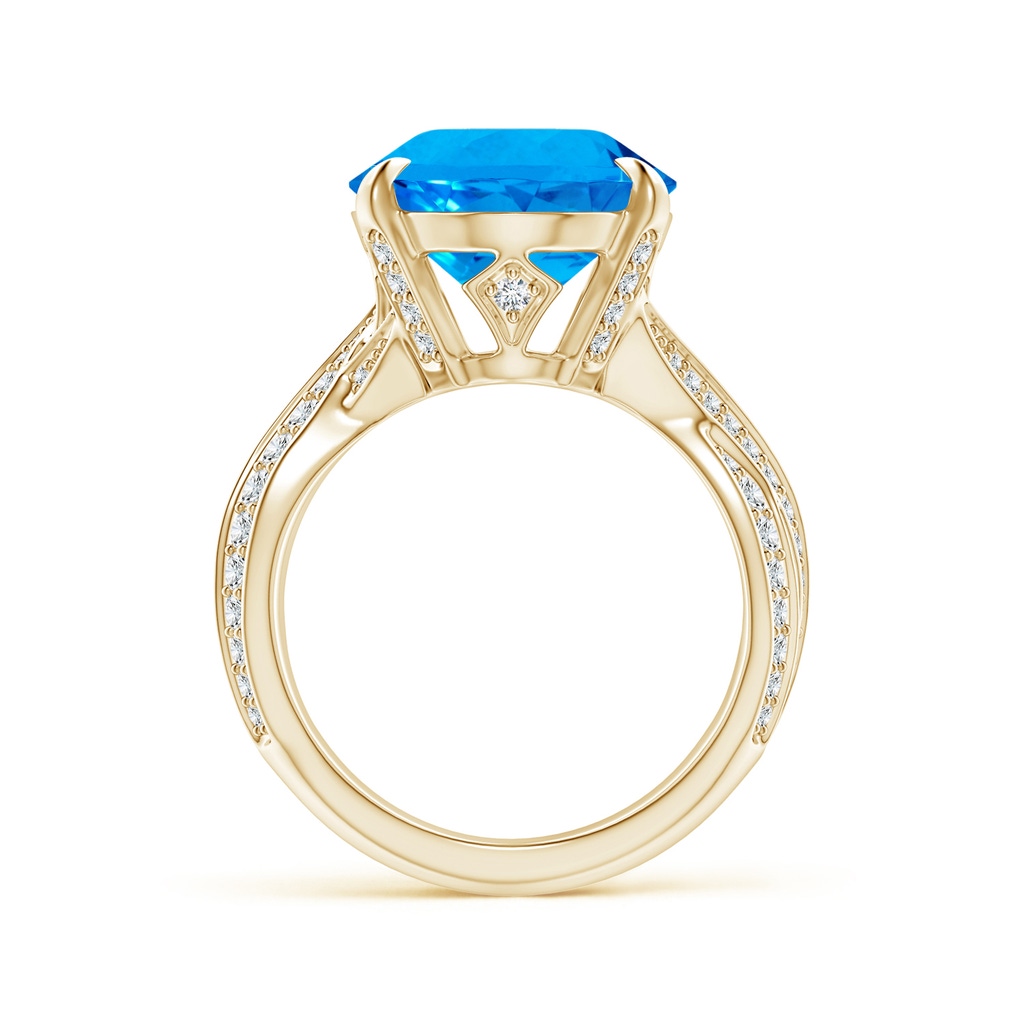 16.10x12.12x7.79mm AAAA Oval GIA Certified Sky Blue Topaz Crossover Shank Ring in Yellow Gold - side 199