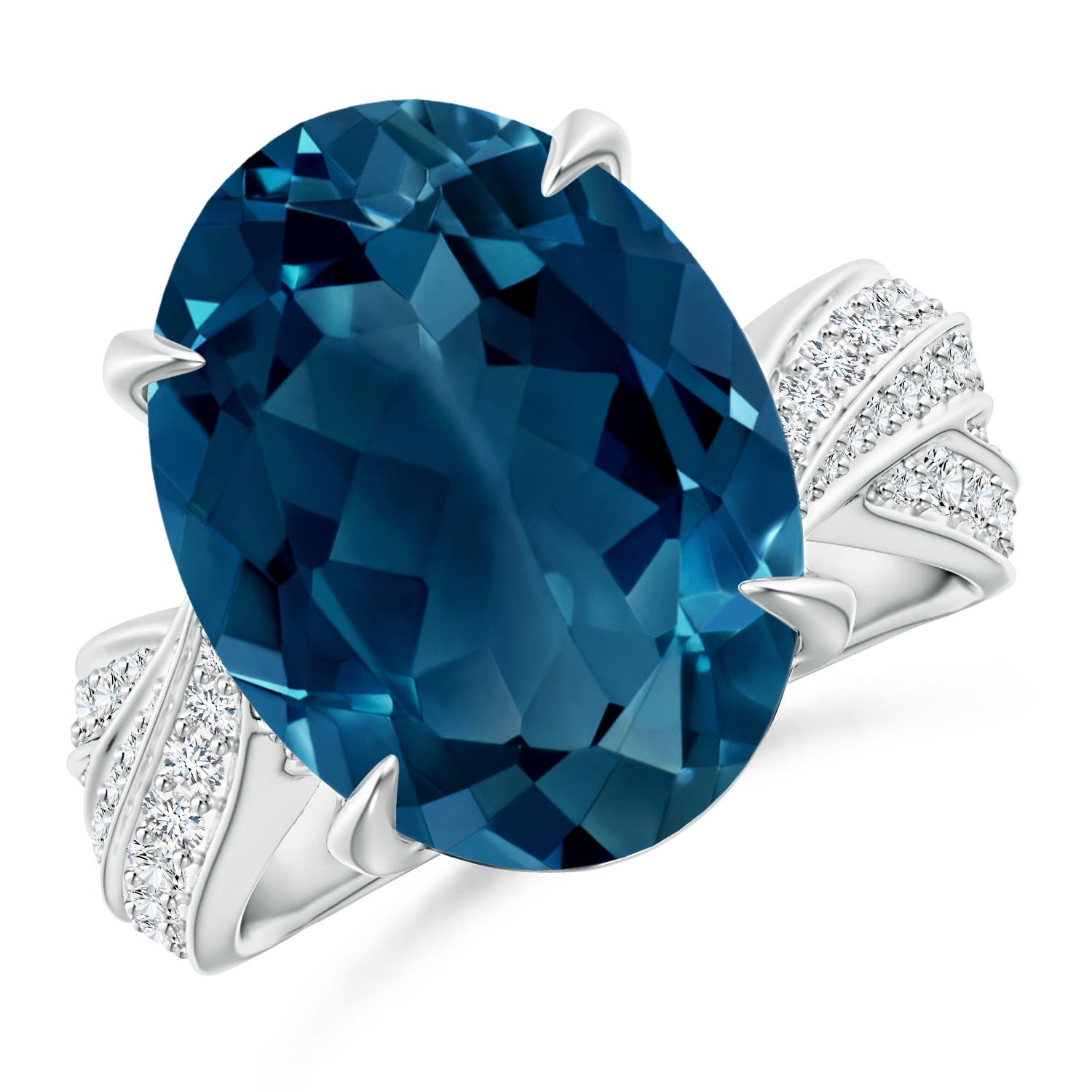 AAAA - London Blue Topaz / 13.18 CT / 14 KT White Gold