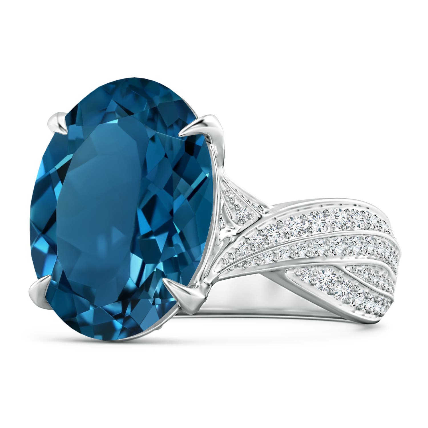 AAAA - London Blue Topaz / 13.18 CT / 14 KT White Gold