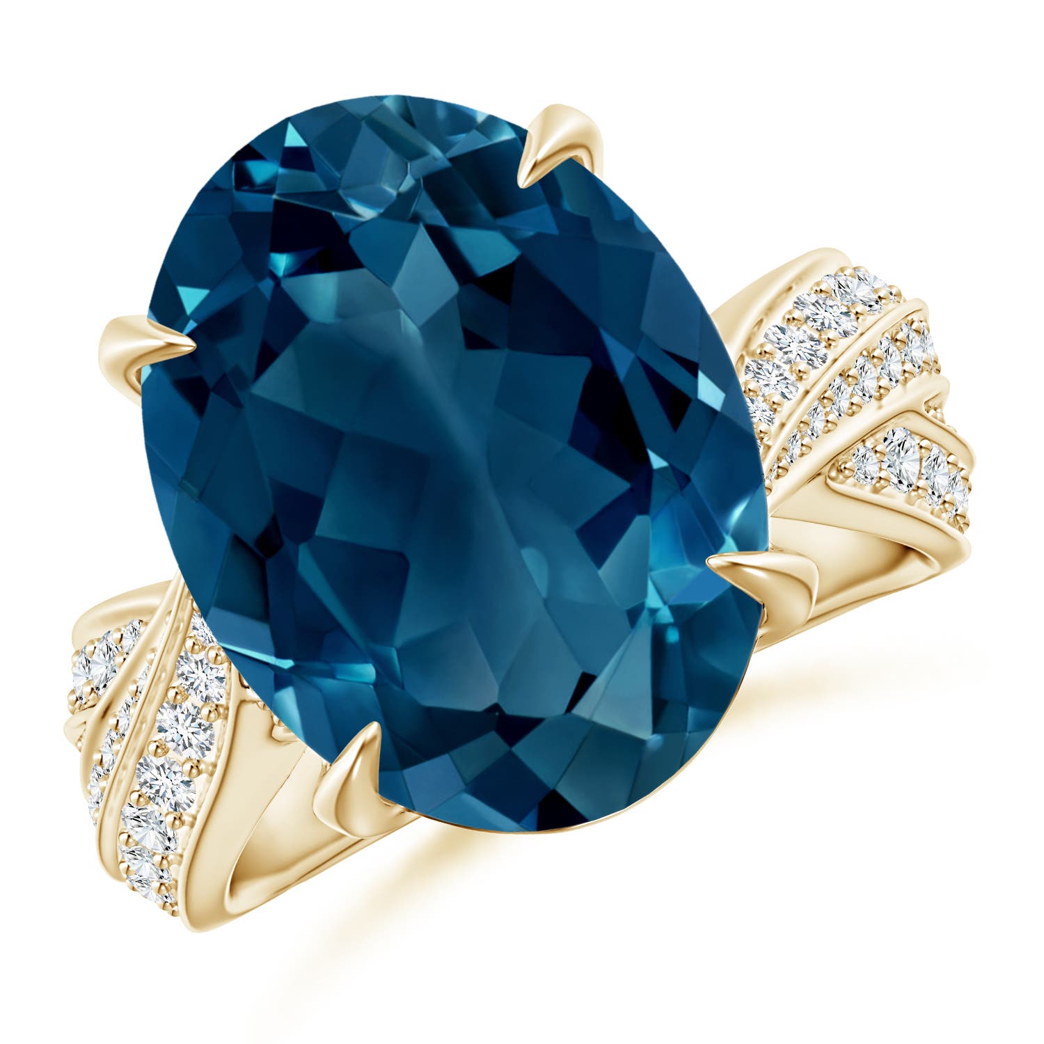 AAAA - London Blue Topaz / 13.18 CT / 14 KT Yellow Gold