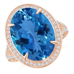 Oval Aquamarine Halo Rings