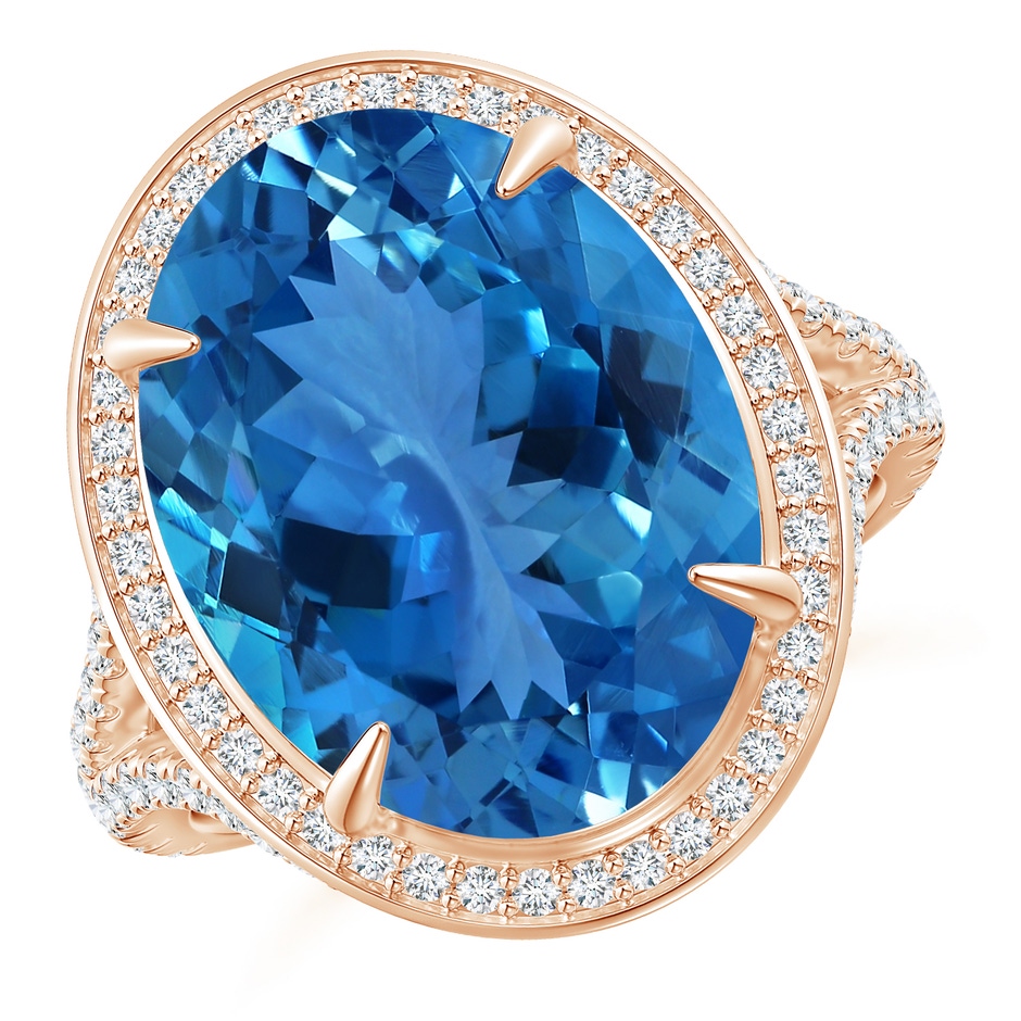14.99x11.10x7.23mm AAAA GIA Certified Claw-Set Oval Aquamarine Cocktail Ring in Rose Gold 