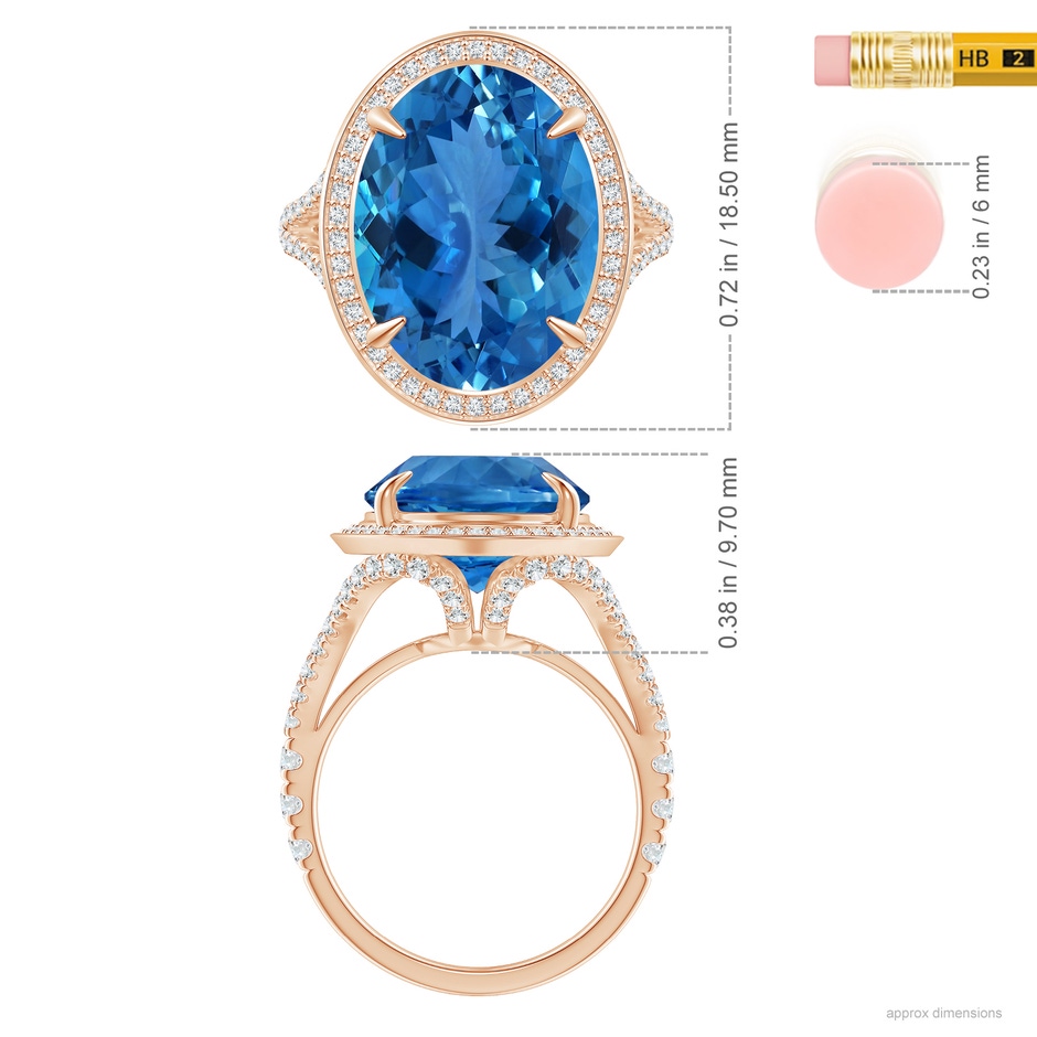 14.99x11.10x7.23mm AAAA GIA Certified Claw-Set Oval Aquamarine Cocktail Ring in Rose Gold ruler