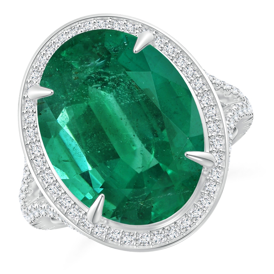 14.88x11.00x8.02mm AAA Claw-Set Oval Emerald Cocktail Ring in White Gold 