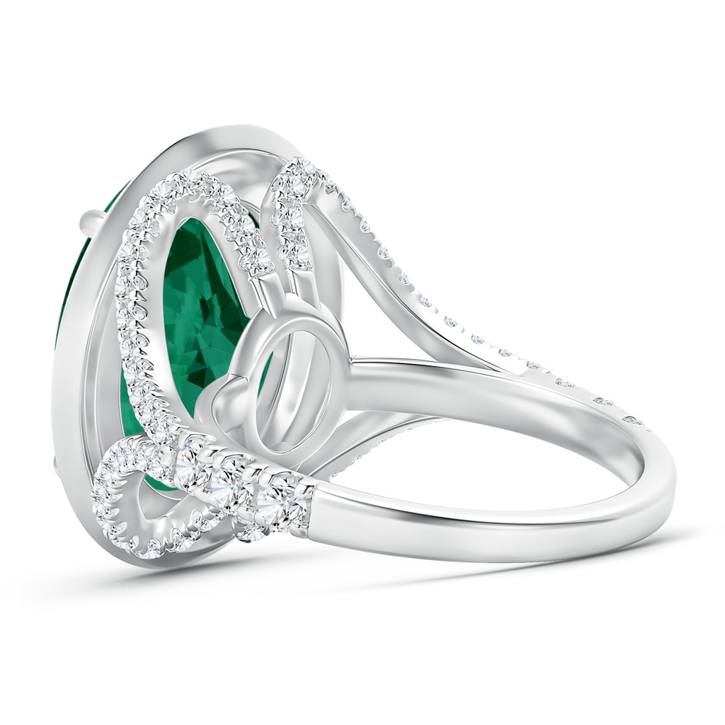 14.88x11.00x8.02mm AAA Claw-Set Oval Emerald Cocktail Ring in White Gold Side 399