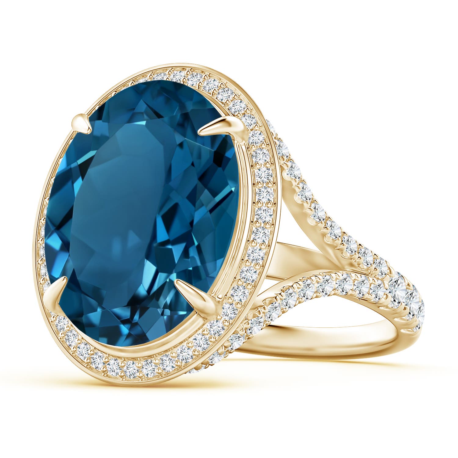 AAAA - London Blue Topaz / 13.53 CT / 14 KT Yellow Gold