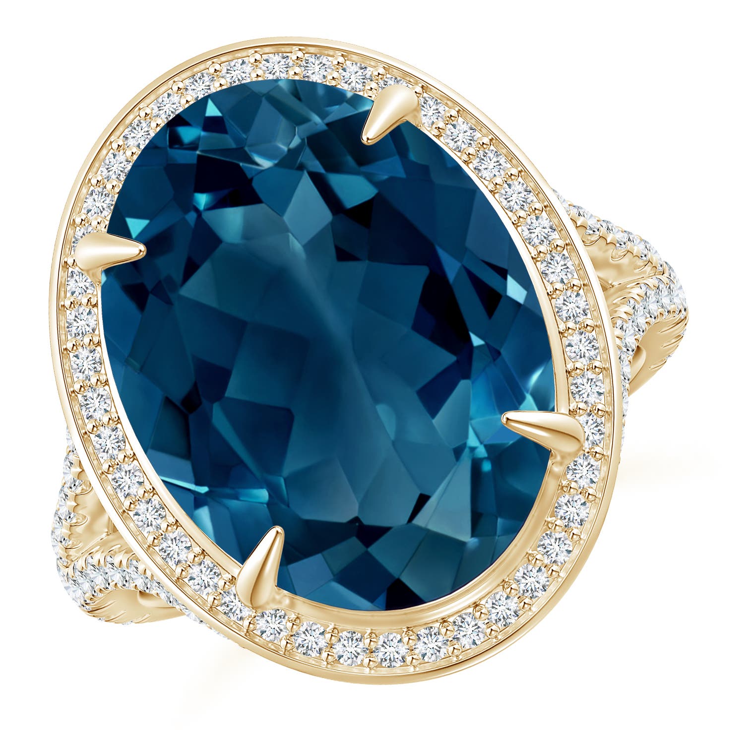 AAAA - London Blue Topaz / 13.53 CT / 14 KT Yellow Gold