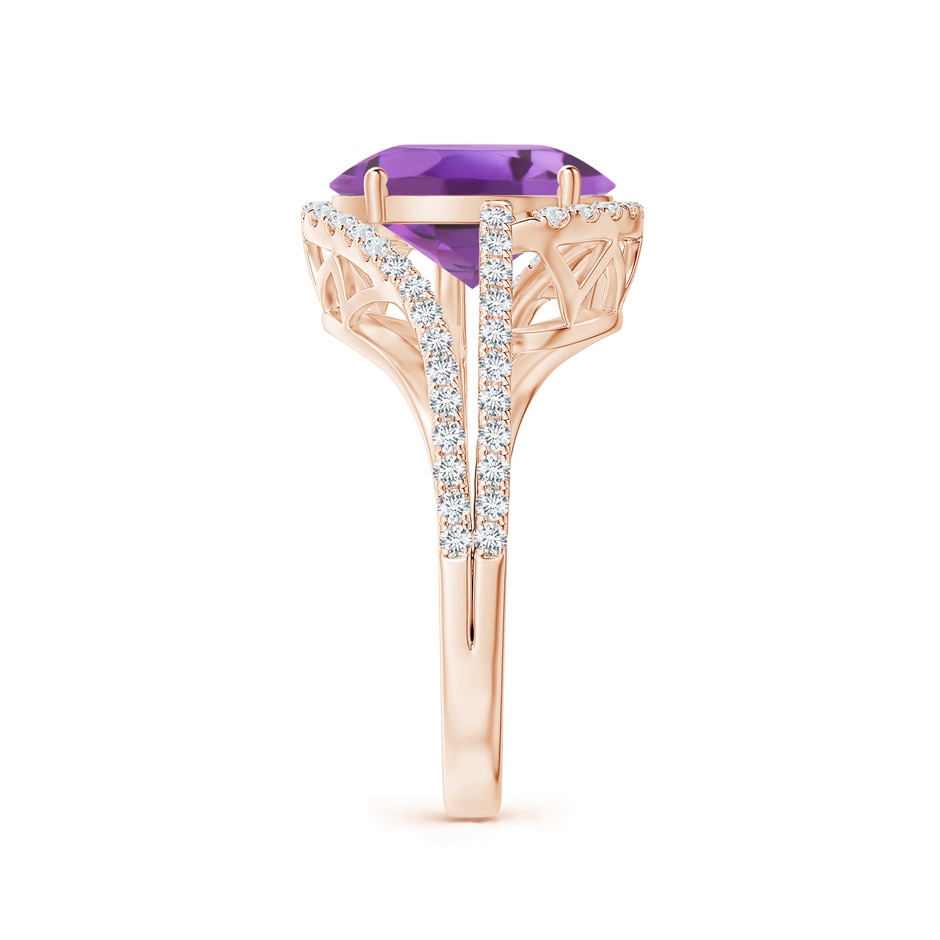 11x9mm A Oval Amethyst Bypass Cocktail Ring with Diamonds in Rose Gold side 2