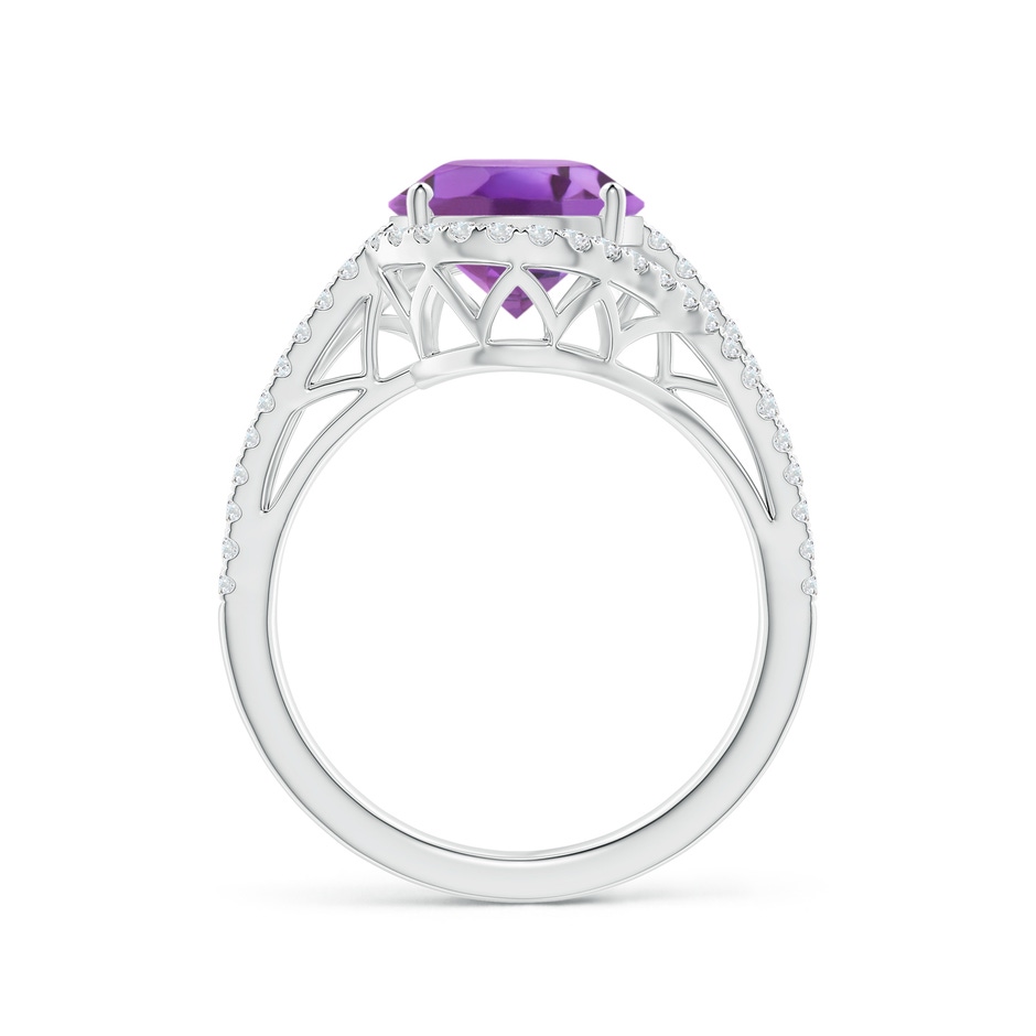 11x9mm A Oval Amethyst Bypass Cocktail Ring with Diamonds in White Gold side 1
