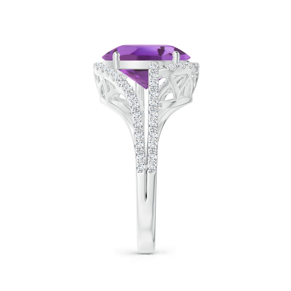 11x9mm A Oval Amethyst Bypass Cocktail Ring with Diamonds in White Gold side 2