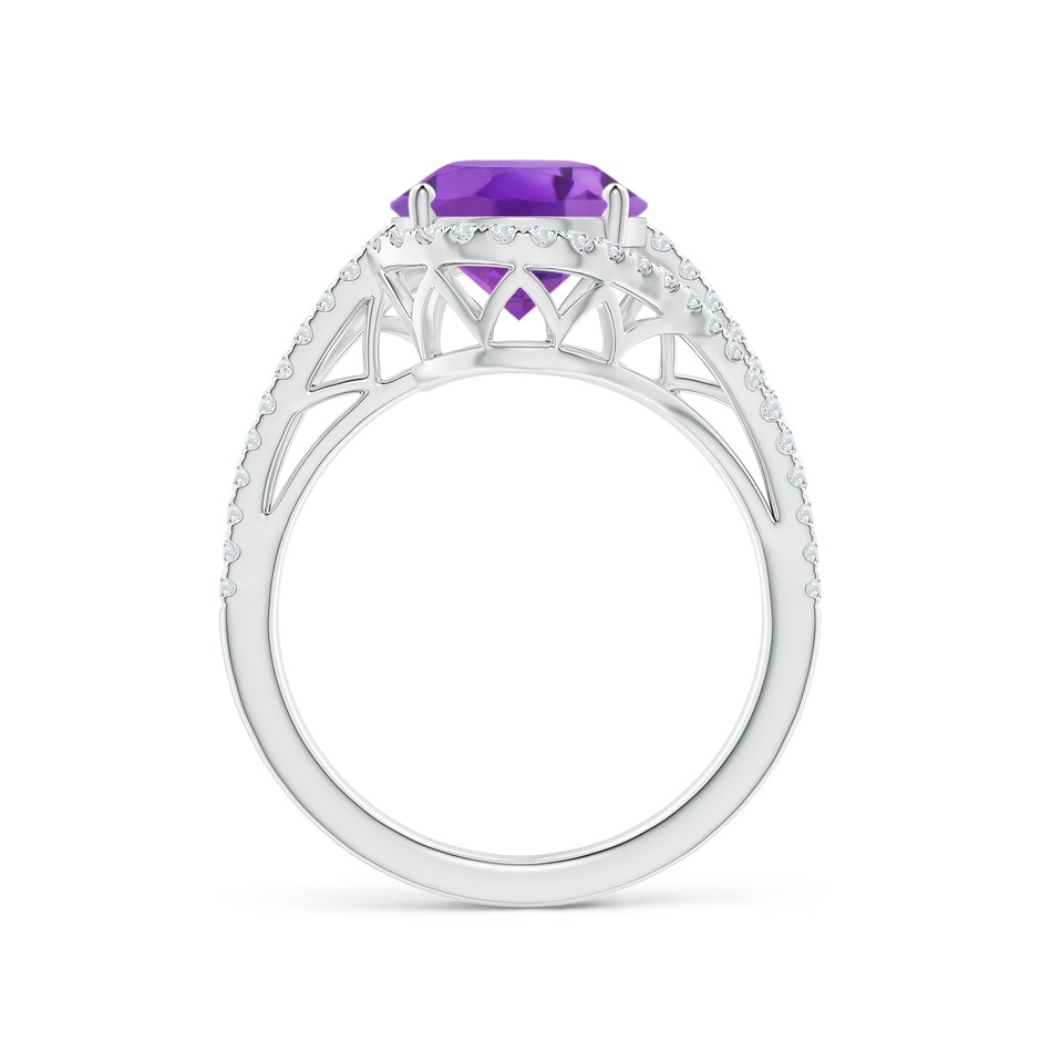 11x9mm AA Oval Amethyst Bypass Cocktail Ring with Diamonds in White Gold side 1