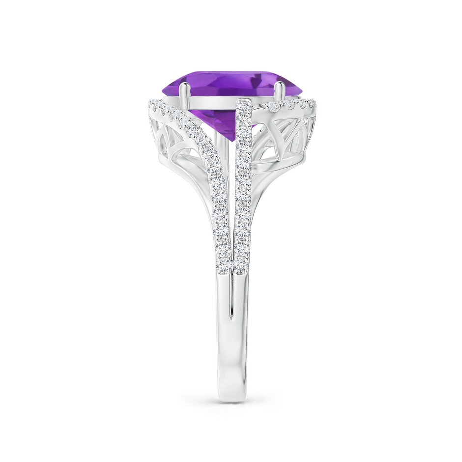 11x9mm AA Oval Amethyst Bypass Cocktail Ring with Diamonds in White Gold side 2