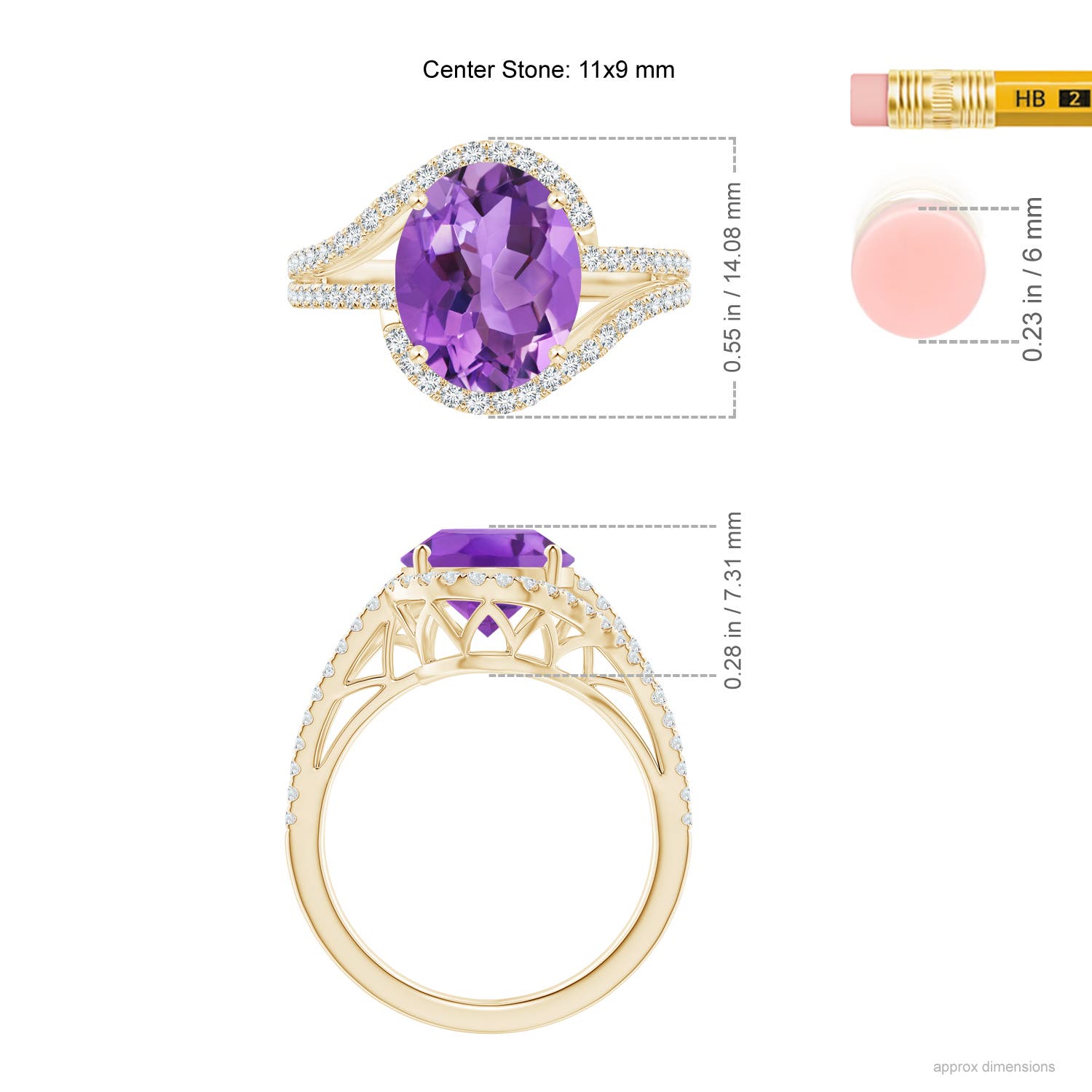 AA - Amethyst / 3.65 CT / 14 KT Yellow Gold