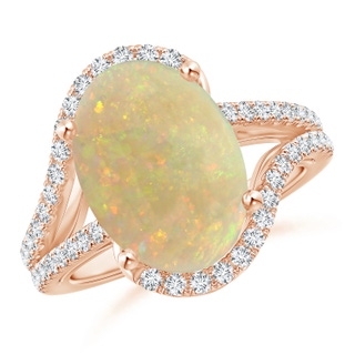 13.97x10.12x3.53mm AAAA Oval GIA Certified Opal Bypass Ring with Diamonds in 18K Rose Gold