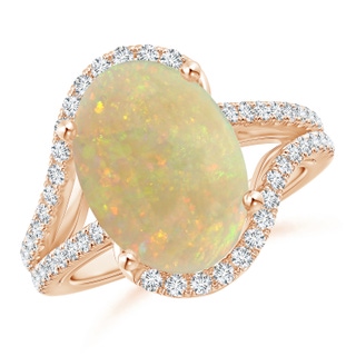 13.97x10.12x3.53mm AAAA Oval GIA Certified Opal Bypass Ring with Diamonds in 9K Rose Gold