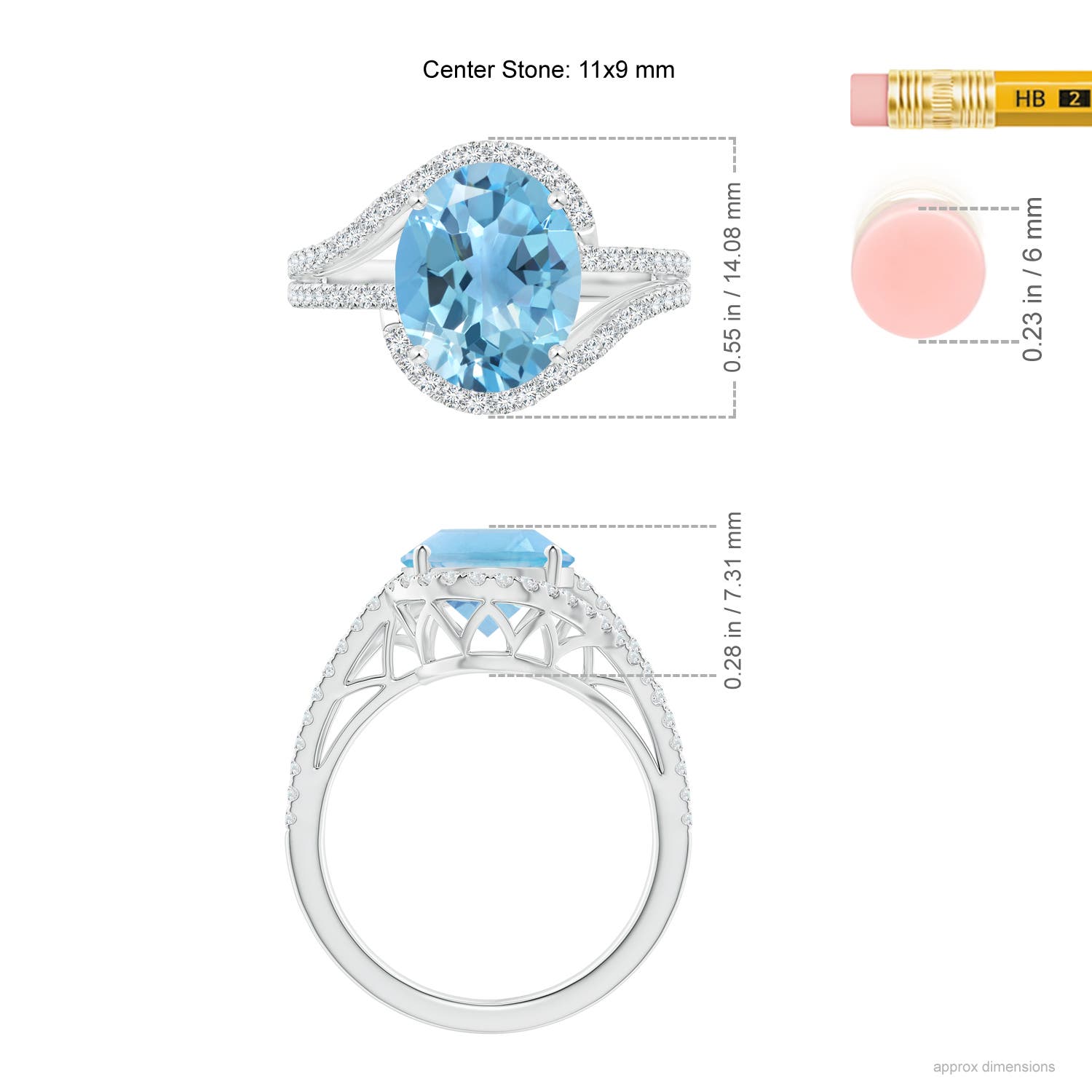 A - Swiss Blue Topaz / 5.2 CT / 14 KT White Gold