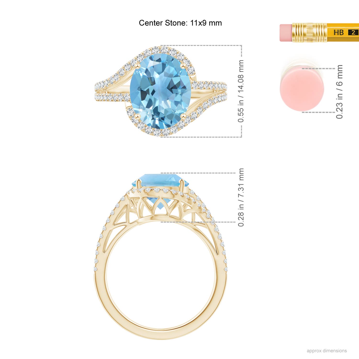 A - Swiss Blue Topaz / 5.2 CT / 14 KT Yellow Gold