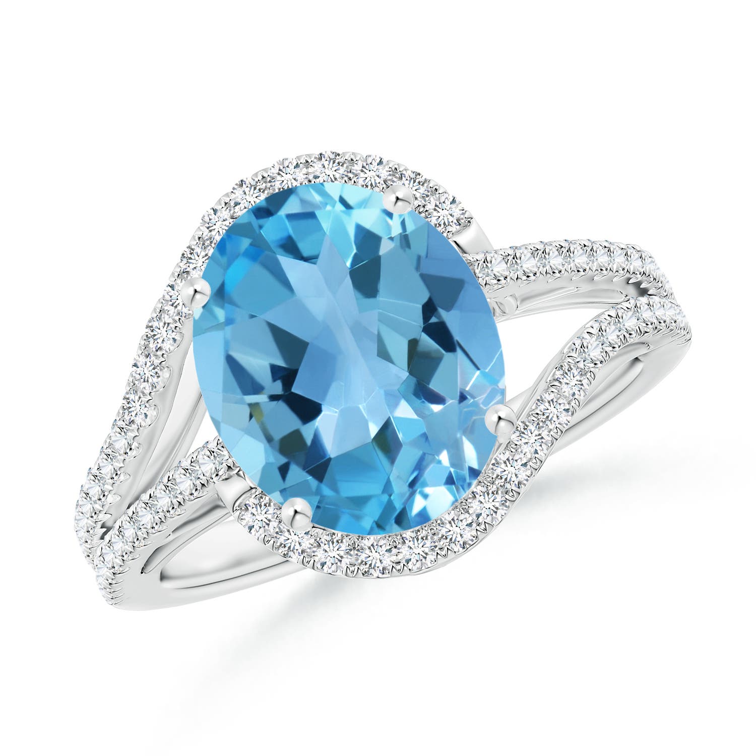 AA - Swiss Blue Topaz / 5.2 CT / 14 KT White Gold