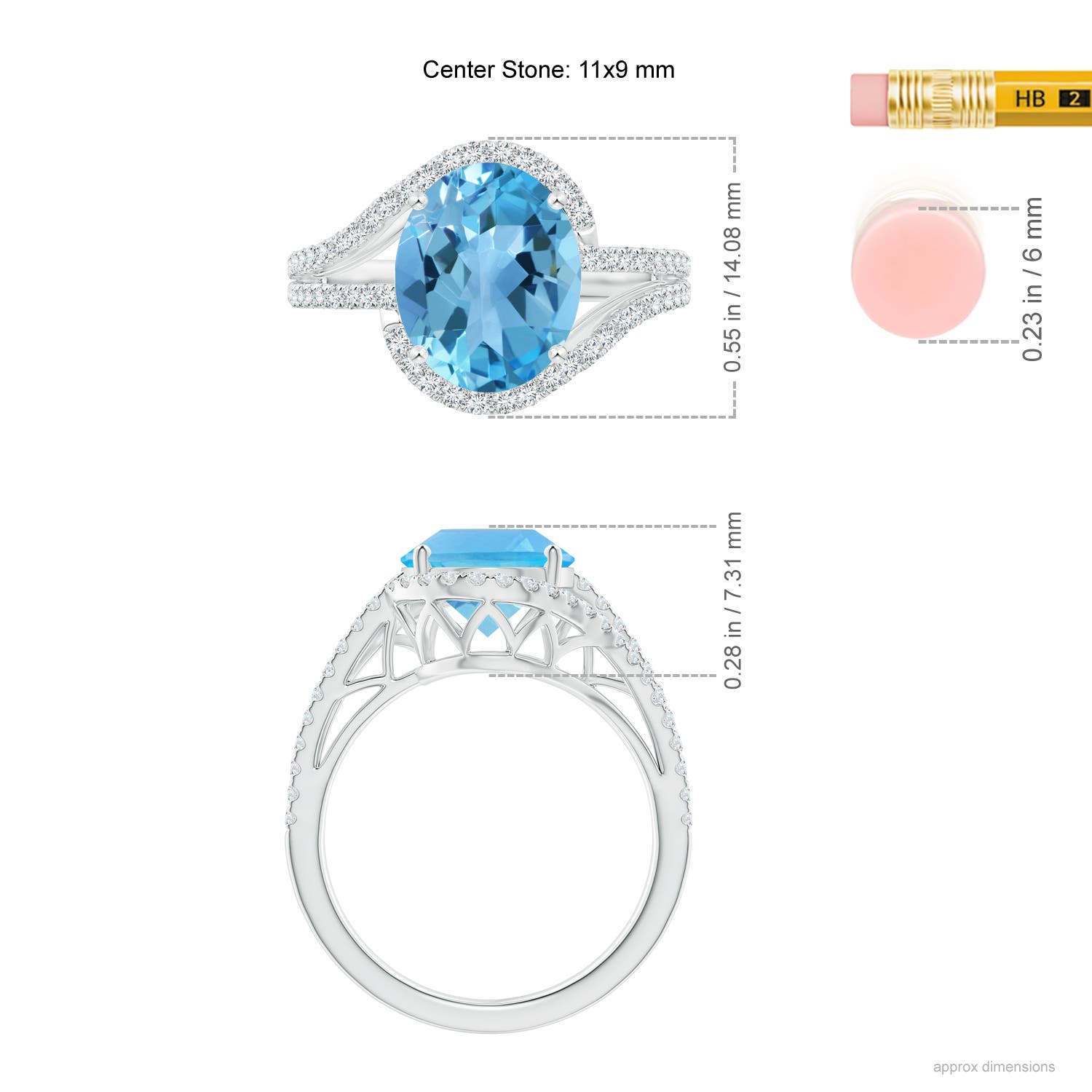 AA - Swiss Blue Topaz / 5.2 CT / 14 KT White Gold