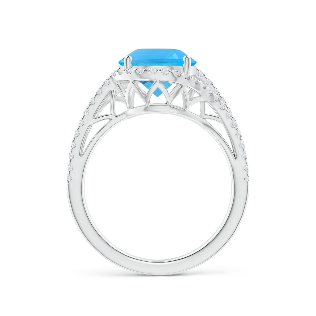 11x9mm AAA Oval Swiss Blue Topaz Bypass Cocktail Ring with Diamonds in White Gold Side 1