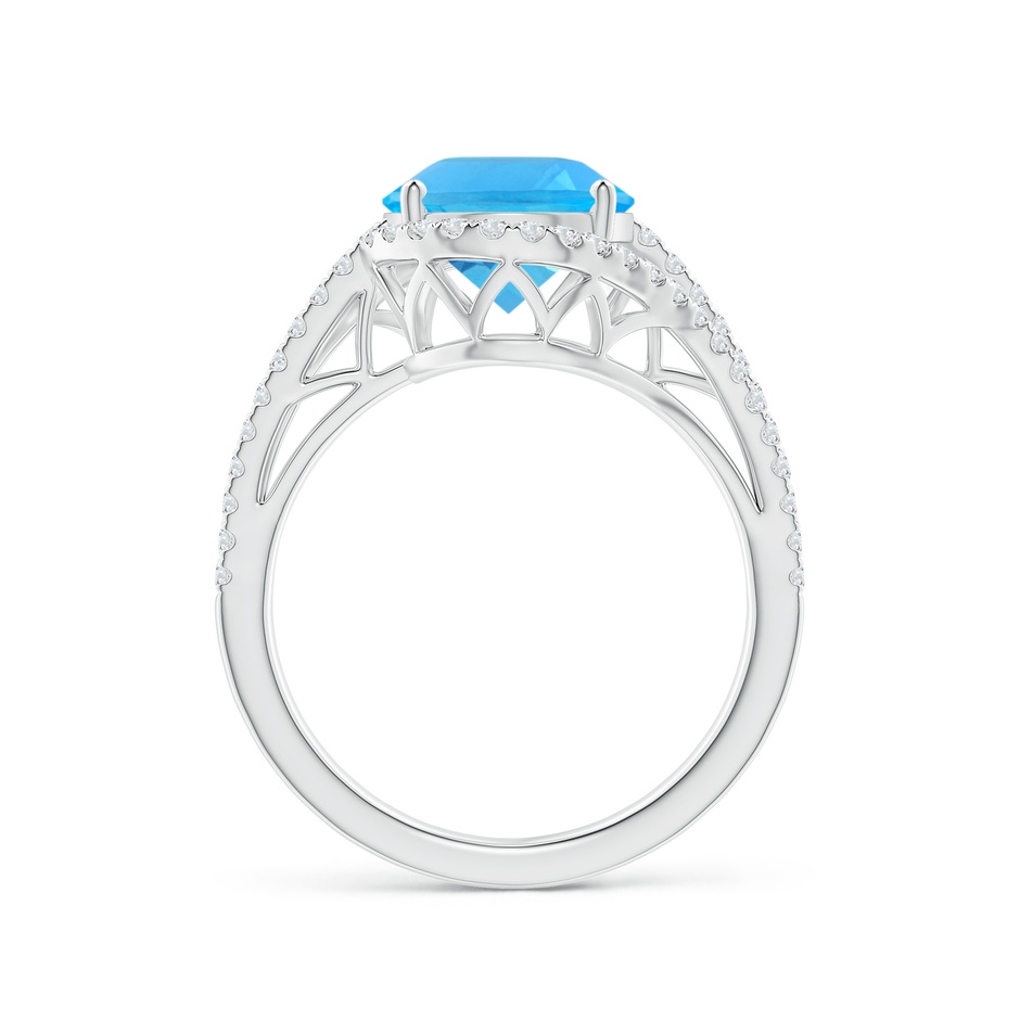 11x9mm AAA Oval Swiss Blue Topaz Bypass Cocktail Ring with Diamonds in White Gold side 1